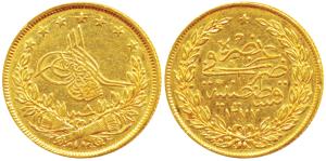 Turkey, Abdul Aziz (1277-1293 AH, 1861-1876 AD), Gold 100 Kurush, 7.2g, AH 1277/8, (KM 696