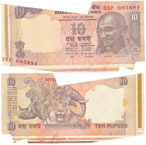 Rupees 10, signed Bimal Jalan, Error, margin with extra paper on the left and at bottom, u