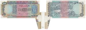 Rupees 100, signed S. Venkitaraman, Error, margin with extra paper and part of the next no
