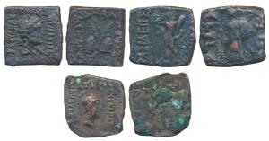 Indo-Greeks, Menander I (c. 160-145 BC), Copper Drachm, obv. helmeted bust of the king to 