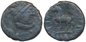 Kingdom of Choresmia, Heliocles imitations, Copper Drachma, 3.51g, obv. diademed bust of t