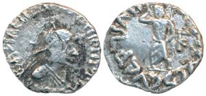 Indo-Greeks, Archebios (c. 90-80 BC), Silver Drachm, 1.94g, obv. diademed bust of king fac