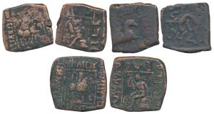 Indo-Scythians, Spalirises with Spalagadames (c. 60-58 BC), Copper (3), obv. king mounted 
