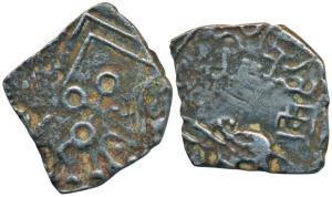Satavahanas, Siri Satakarni, Nasik Region, Copper Unit, 6.08g, Overstruck, obv. elephant a