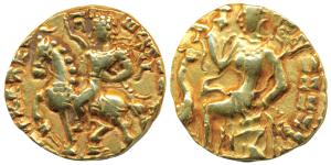 Guptas, Kumaragupta I Mahendraditya (c. 413-455 AD), Gold Dinar, 8.12g, ‘Horseman’ type, o
