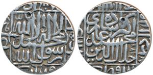 Akbar, Silver Rupee, 11.10g, Agra Mint, AH 977, Kalima type (KM 80.1). Very Fine+.
