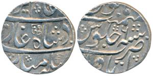 Itawa Mint, Silver Rupee, 11.14g, in the name of Alamgir II, RY 6, a lotus like symbol ove
