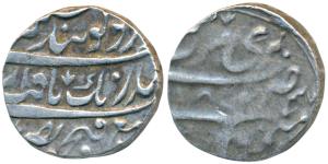 Anandgarh Mint, Silver Rupee, 10.46g, Gobindshahi couplet, rule of the Misls (KM 30). Weak