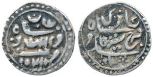 Fath Shah (Fath Shah, VS1743-1774, 1686-1717 AD), Silver Timasha, 2.67g, Tibet Kalan Mint,