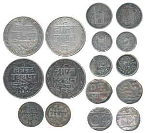 Mewar, Fateh Singh, Silver Rupee (3) & ¼ Rupee, Udaipur Mint, Dosti-Landhan Issue; Hyderab