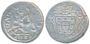 Goa, Joao V (1706-1750 AD), Silver Pardao, 5.87g, 1737, obv. diademed head to right with d