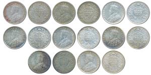 George V, Silver 2 Annas, 1913, Bombay Mint, (Prid 572); 1914, Bombay Mint, (Prid 573); 19