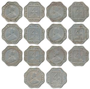 George V, Cupro-Nickel 4 Annas, 1920, Bombay Mint, (Prid 878). Fine to Very Fine+. (7)