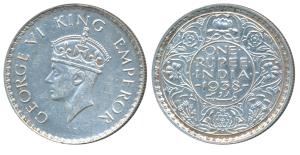 George VI, Silver Rupee, 1938, Bombay Mint, A / I, without dot, (Prid 233). Extremely Fine
