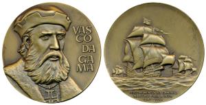Goa, Bronze Medal, 205g, Commemorating Vasco Da Gama's Voyage to India, obv. portrait of V