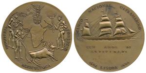 Bronze Plaque, 203g, Commemorating the Centenary of Banco Nacional Ultramarino which was r
