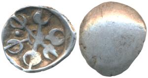 Archaic Punch Marked Coinage, attributed to Gandhara Janapada (c. 400 BC), Silver ½ Shana,