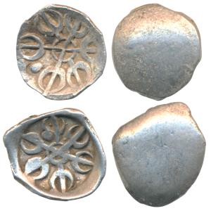 Archaic Punch Marked Coinage, attributed to Gandhara Janapada, Silver Shana (2), 1.37g & 1