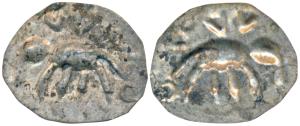 Archaic Punch Marked Coinage, Andhra Janapada, Silver Repousse, Bracteate Masha, 0.20g, an