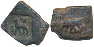 Post-Mauryan, Taxila (local coinage) (c. 185-160 BC), ’Punch-mark’ type, Copper Karshapana
