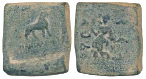 Indo Greek, Agathocles (c. 317-289 BC), Copper Drachma, 12.56g, obv. lion without mane sta