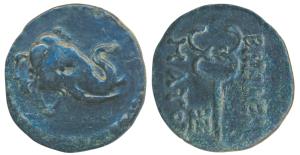 Indo-Scythians, Maues (c. 125-85 BC), Copper Unit, 9.92g, obv. head of an Indian elephant 