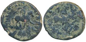 Indo-Scythians, Azes I (c. 60-50 BC), Copper Decachalkon, 18.83g, Hazara Mint, obv. king m