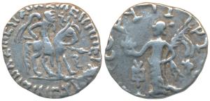 Indo-Scythians, Azilises (c. 85 - 45/35 BC), Silver Drachm, 2.1g, obv. king mounted on a h