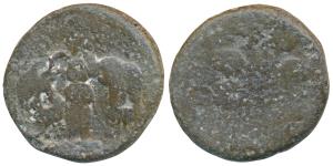 Satavahanas, Satakarni I, Lead Unit, 24.27g, ’Gaja Lakshmi’ type, Abhisheka Lakshmi standi