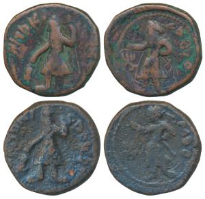 Kushanas, Kanishka I, Copper Unit (2), 16.92g, obv. king diademed and crowned, standing fa