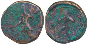 Kushanas, Kanishka I, Copper Unit, 17.25g, obv. king diademed and crowned, standing facing