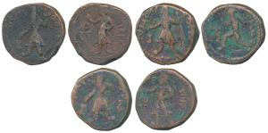 Kushanas, Kanishka I, Copper Unit (3), obv. king diademed and crowned, standing facing, he