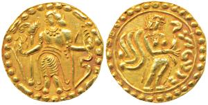 Bengal, Samatata region - Anonymous Gold Dinar copying Gupta coin designs (c. 550-650 AD),