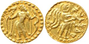 Bengal, Samatata region - Anonymous Gold Dinar copying Gupta coin designs, 6.11g, obv. sty