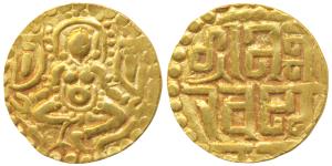 Paramaras of Malwa, Nara Varmana (1070-1086 AD), Gold 4 ½ Masha, 4.04g, obv. seated goddes