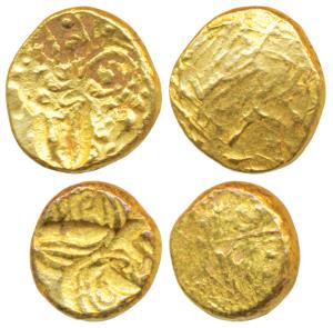 Telugu-Chodas of Nellore, Bhujabala (c. 13th century), Gold Pagoda, 3.55g & 3.53g, punch-m