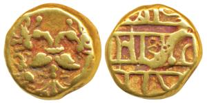 Vijayanagar Empire, Achyuta Deva Raya, Gold Pagoda, 3.37g, obv. Gandabherunda (2-headed my