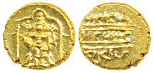 Vijayanagar Empire, Venkitapati Raya III (1630-1641 AD), Gold ½ Pagoda, 1.73g, obv. Tirupa