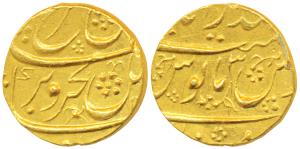 Farrukhsiyar, Gold Mohur, 11.48g, Farkhanda Bunyad Hyderabad Mint, RY 3 (KM 377.31). About