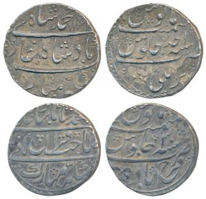 Muhammad Shah, Silver Rupee (2), Bareli and Farrukhabad Mint, AH 1131/Ahd & 116X/30, both 