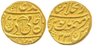 Shah Alam II, Gold Mohur, 10.78g, Dar-ul-Khilafat Shahjahanabad Mint, AH (11)95/23, a Roya