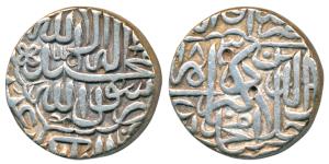 Akbar, Silver Rupee, 11.36g, Jaunpur (mint off flan) Mint, Kalima type, AH 983 (KM 80.10).