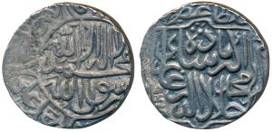 Akbar, Silver Rupee, 11.27g, Narnol Mint (mint name off flan), AH 964, Kalima type (KM 80.