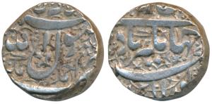 Jahangir, Silver Rupee, 11.38g, Ahmednagar Mint, Kalima on obv. (KM 141.1). Very Fine+.