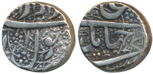Jahangir, Silver Rupee, 11.28g, mint name off flan but stylization that of Ahmednagar Mint