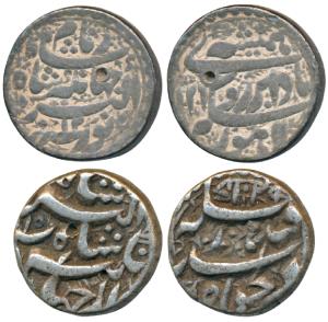 Jahangir, Silver Rupee (2), 11.16g & 11.27g, Lahore Mint, ’Bada Bar Hamesha’ couplet, AH 1