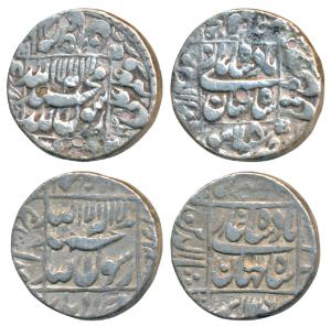 Shah Jahan, Silver Rupee (2), 11.28g & 11.22g, Lahore Mint, AH 1045/8; RY 26, legend withi