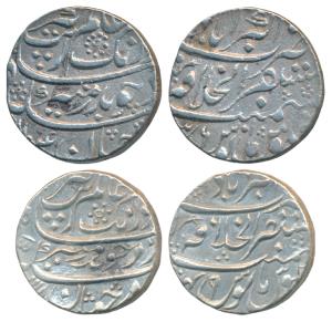 Aurangzeb, Silver Rupee, 11.39g & 11.45g, Mustaqir al-Khilafat Akbarabad Mint, AH 1104/36 