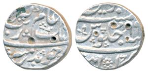 Aurangzeb, Silver ½ Rupee, 5.65g, Khambayat Mint (KM 294.4). Very Fine, Scarce.