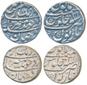 Aurangzeb, Silver Rupee (2), 11.46g & 11.31g, Narnol Mint, AH 1098/31 & 1099/32, complete 